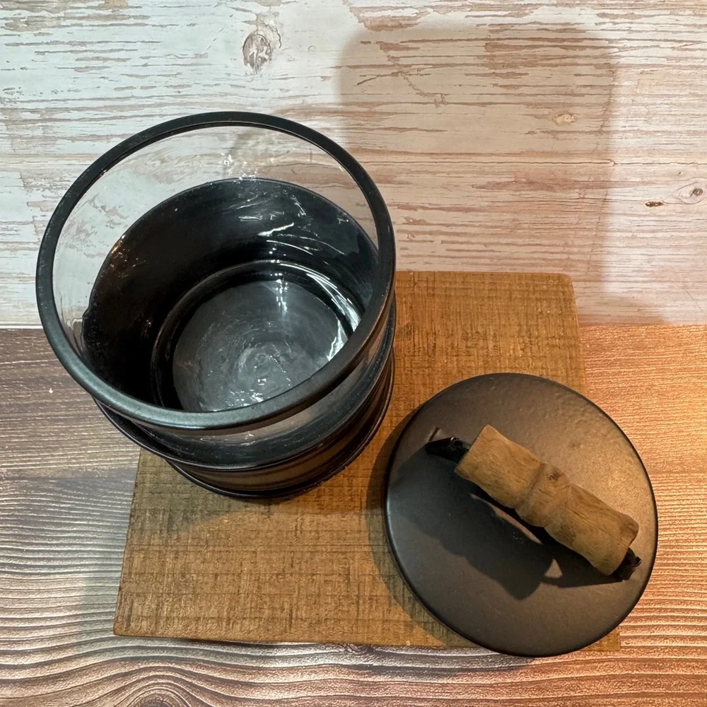 Autumn Alley Rustic Farmhouse Metal And Glass Bathroom Storage Jar With Lid